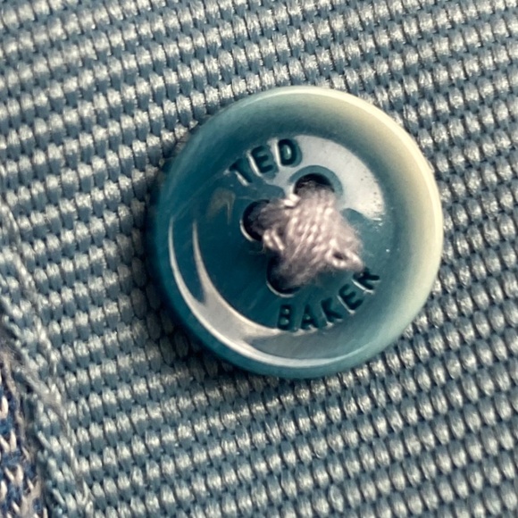 TED BAKER Light Blue Polo Shirt Short Sleeve with Geometric Floral Size 4 (L) - Picture 6 of 11